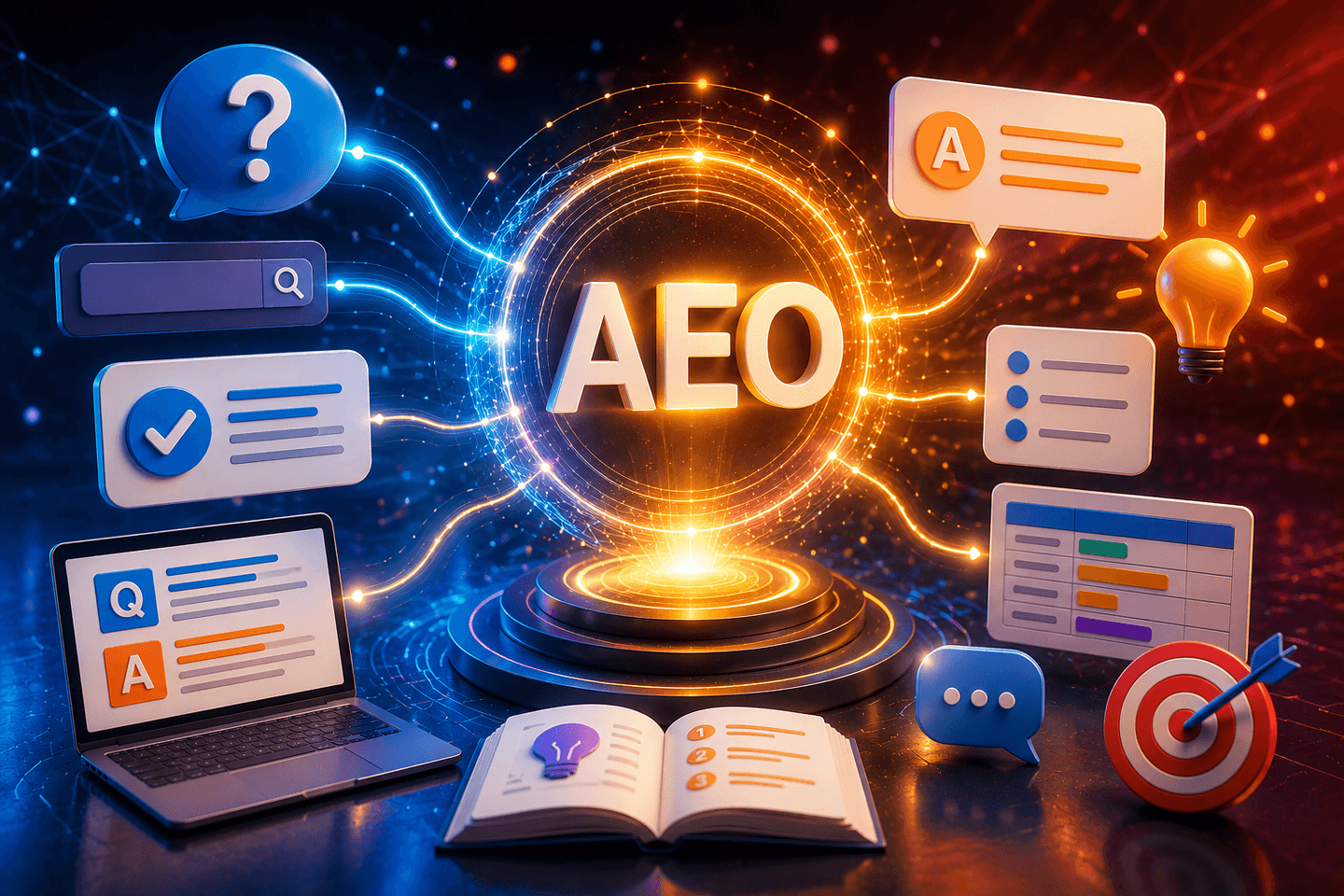 Generative Engine Optimization conectando una marca con motores generativos y respuestas de inteligencia artificial
